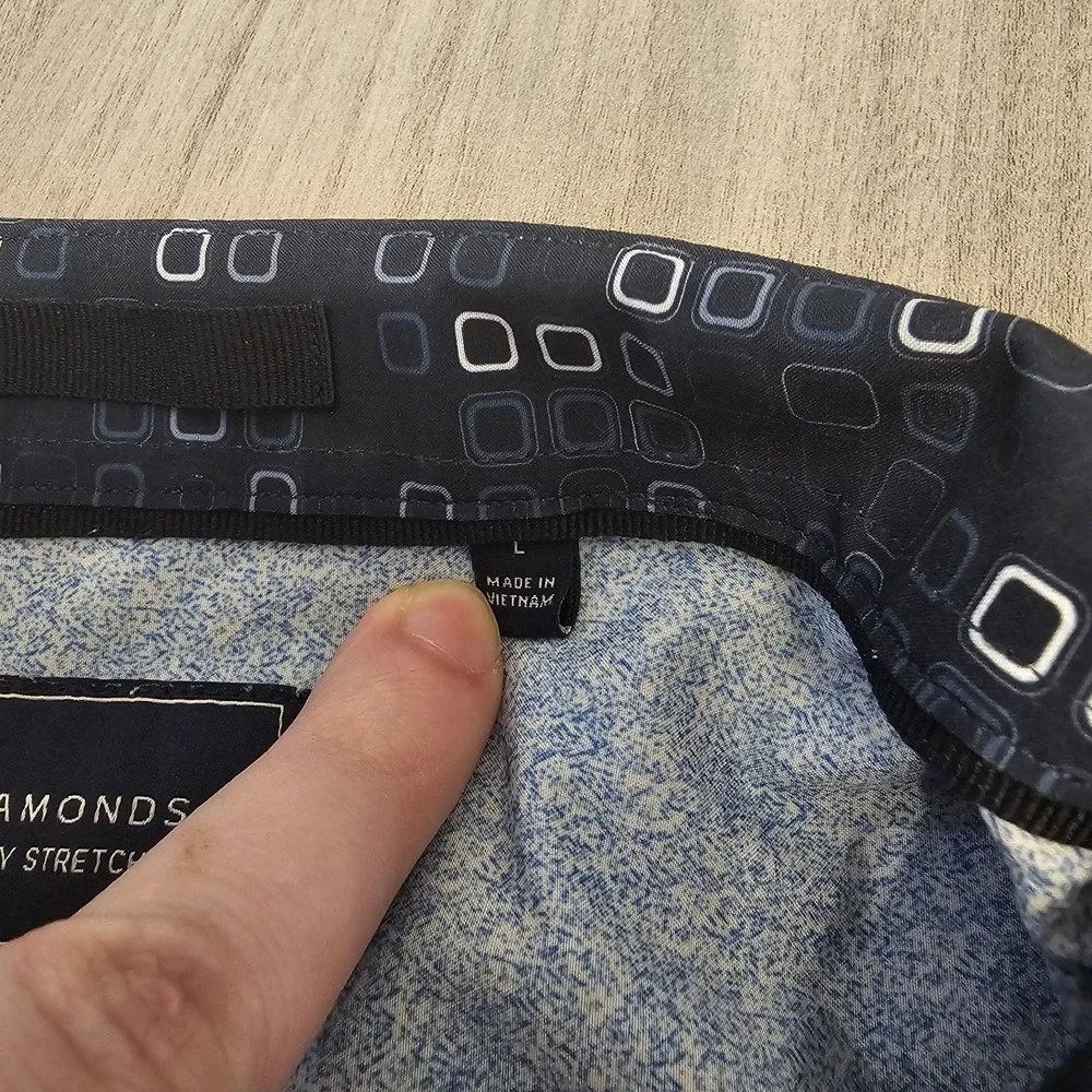 7‎ Diamonds 4 Way Stretch Shirt Mens Large Blue Geometric Button Up Casual Dad